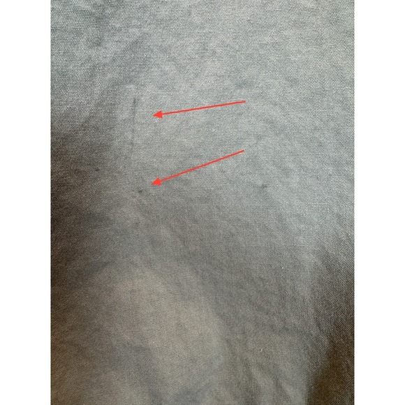 Vintage Tan Canvas Utility Jacket Denim Collar Utility Pockets Tool Straps Large - Picture 10 of 14